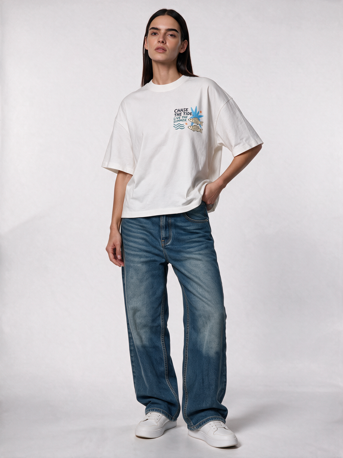 Graphic Back Print T-Shirt Boxy Fit - Genz Saudi