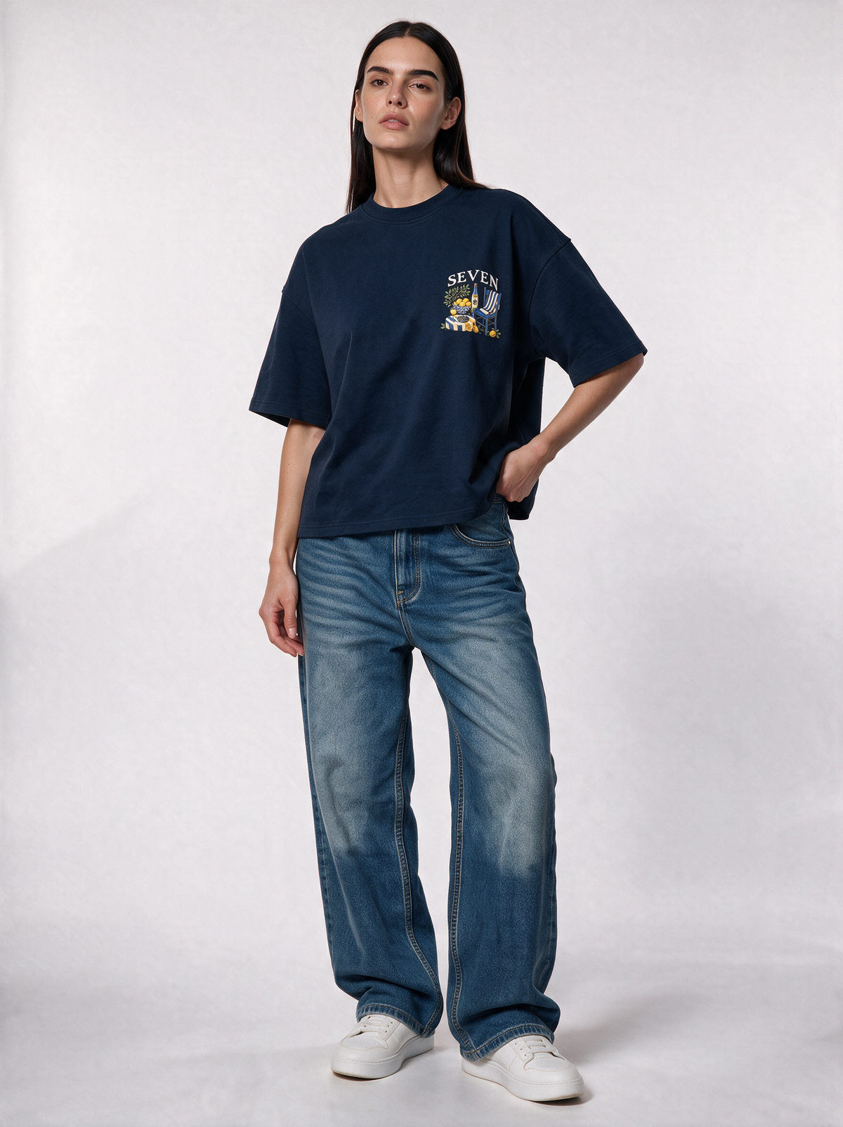 Graphic Back Print T-Shirt Knit Boxy Fit - Genz Saudi