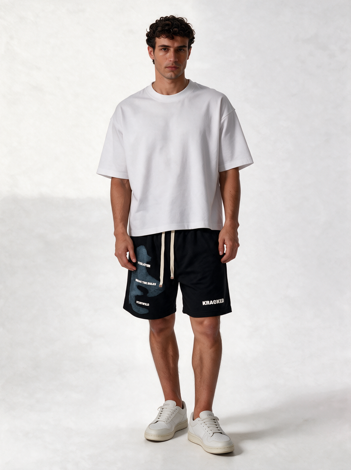 Graphic Print Shorts Fleece Relaxed Fit - Kracked
