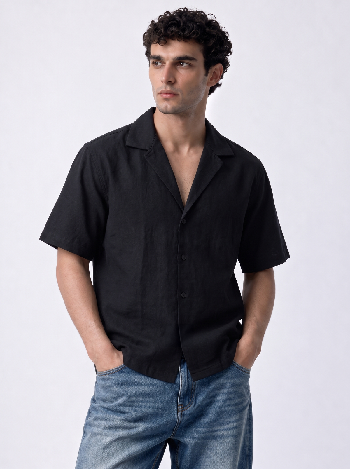 Minimal Buttoned Shirt Linen Blend Regular Fit - Jeddah
