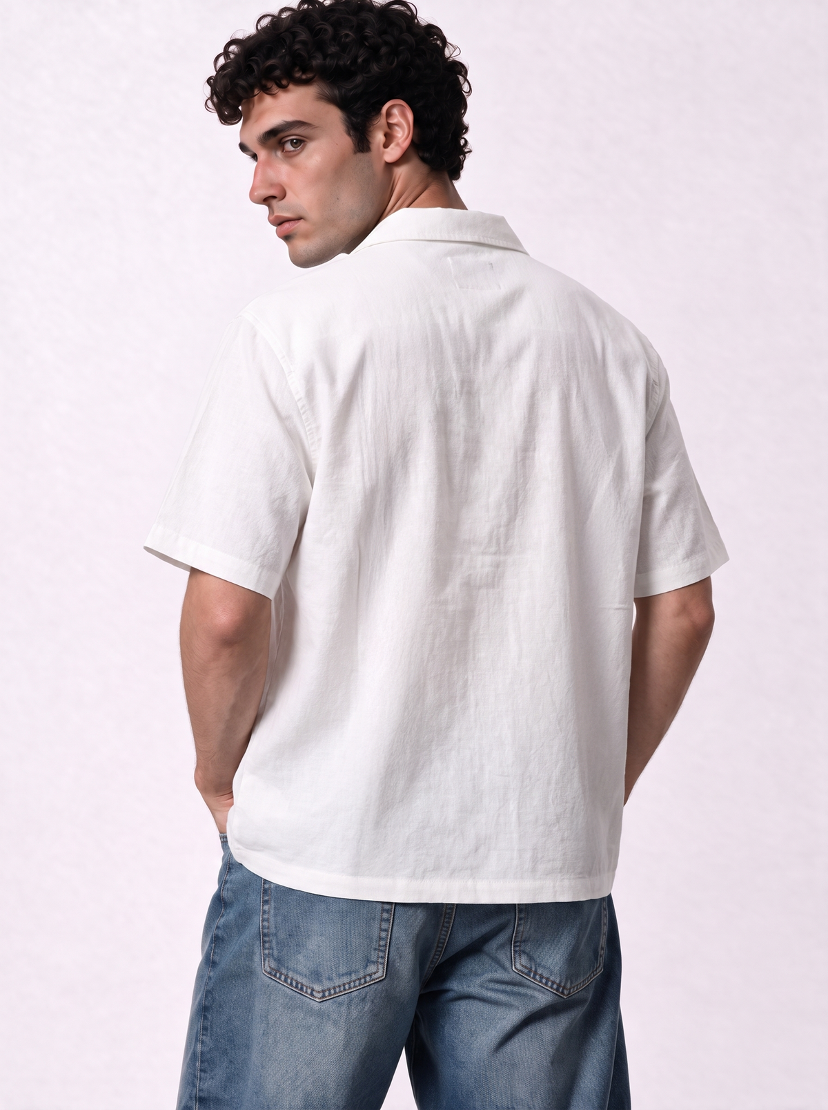 Minimal Buttoned Shirt Linen Blend Regular Fit - Jeddah