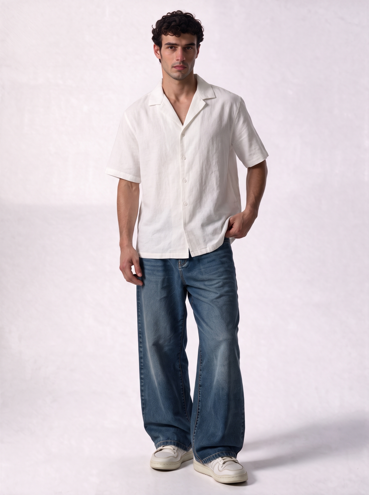 Minimal Buttoned Shirt Linen Blend Regular Fit - Jeddah