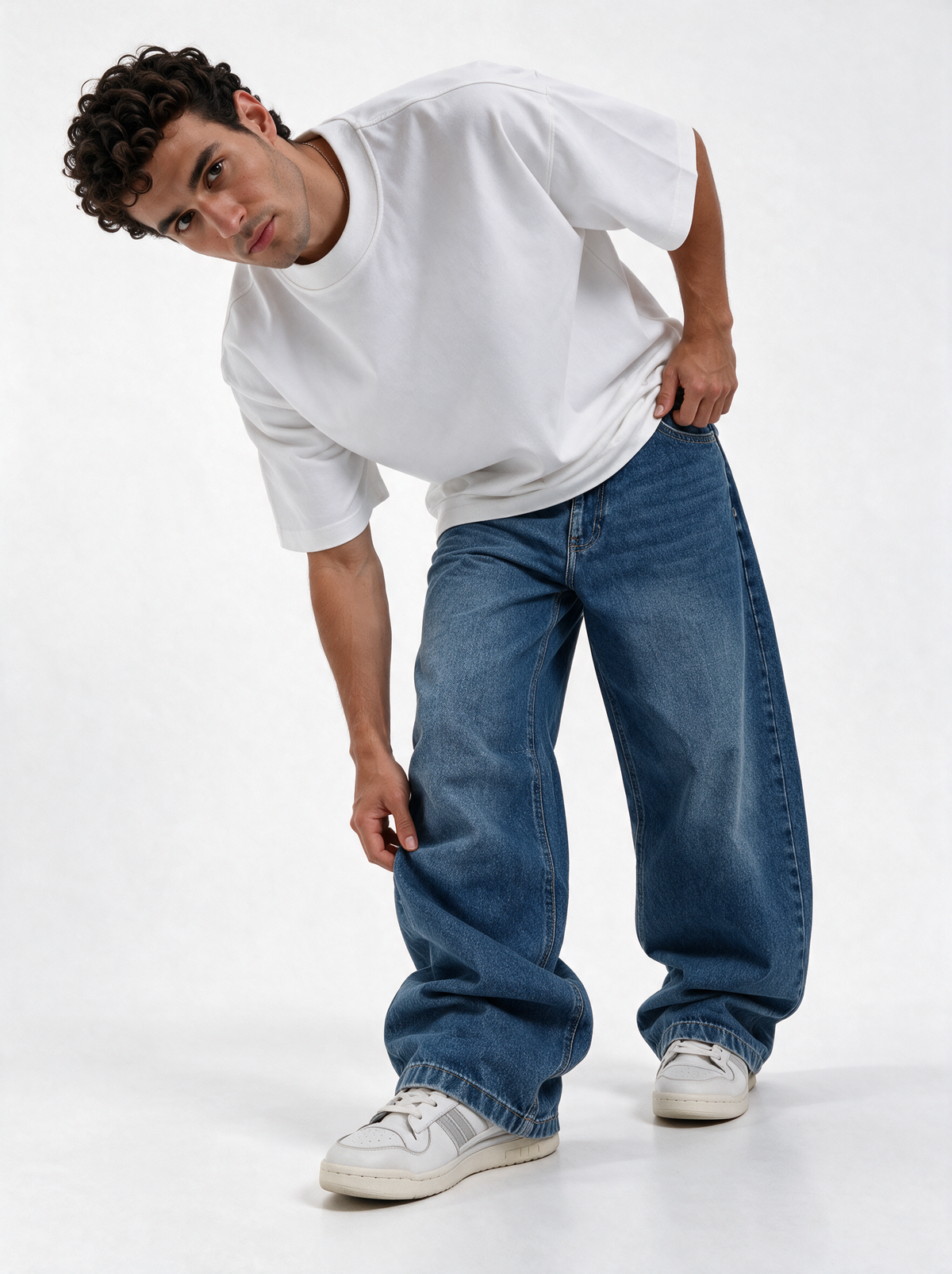 Wide Leg Jeans Denim Baggy Fit - Genz Saudi