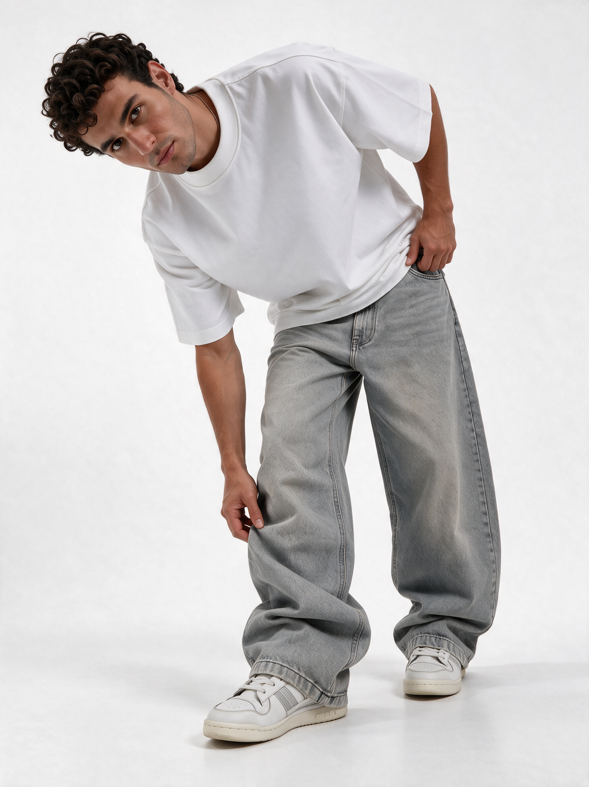 Wide Leg Jeans Denim Baggy Fit - Genz Saudi