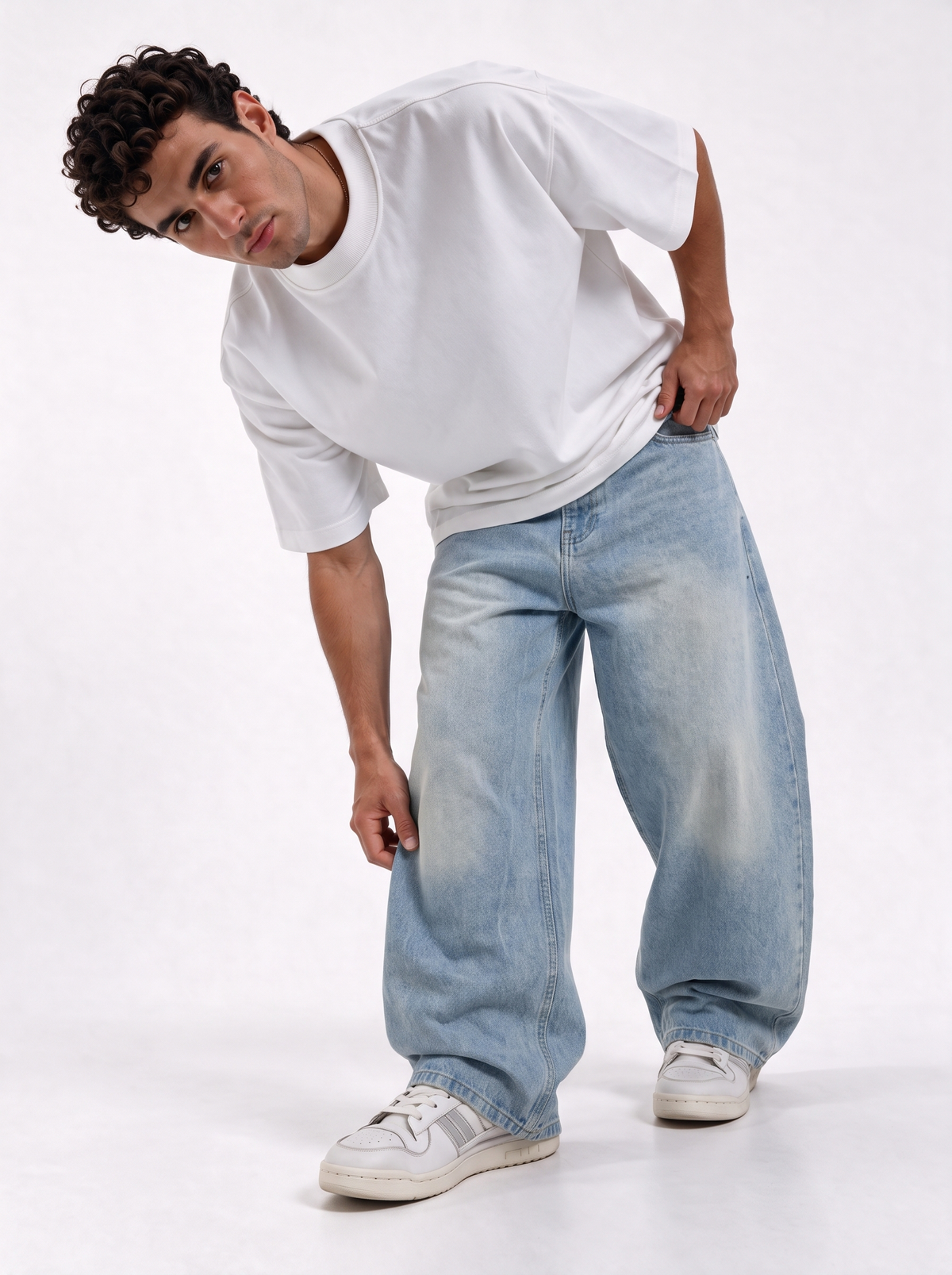 Wide Leg Jeans Denim Baggy Fit - Genz Saudi