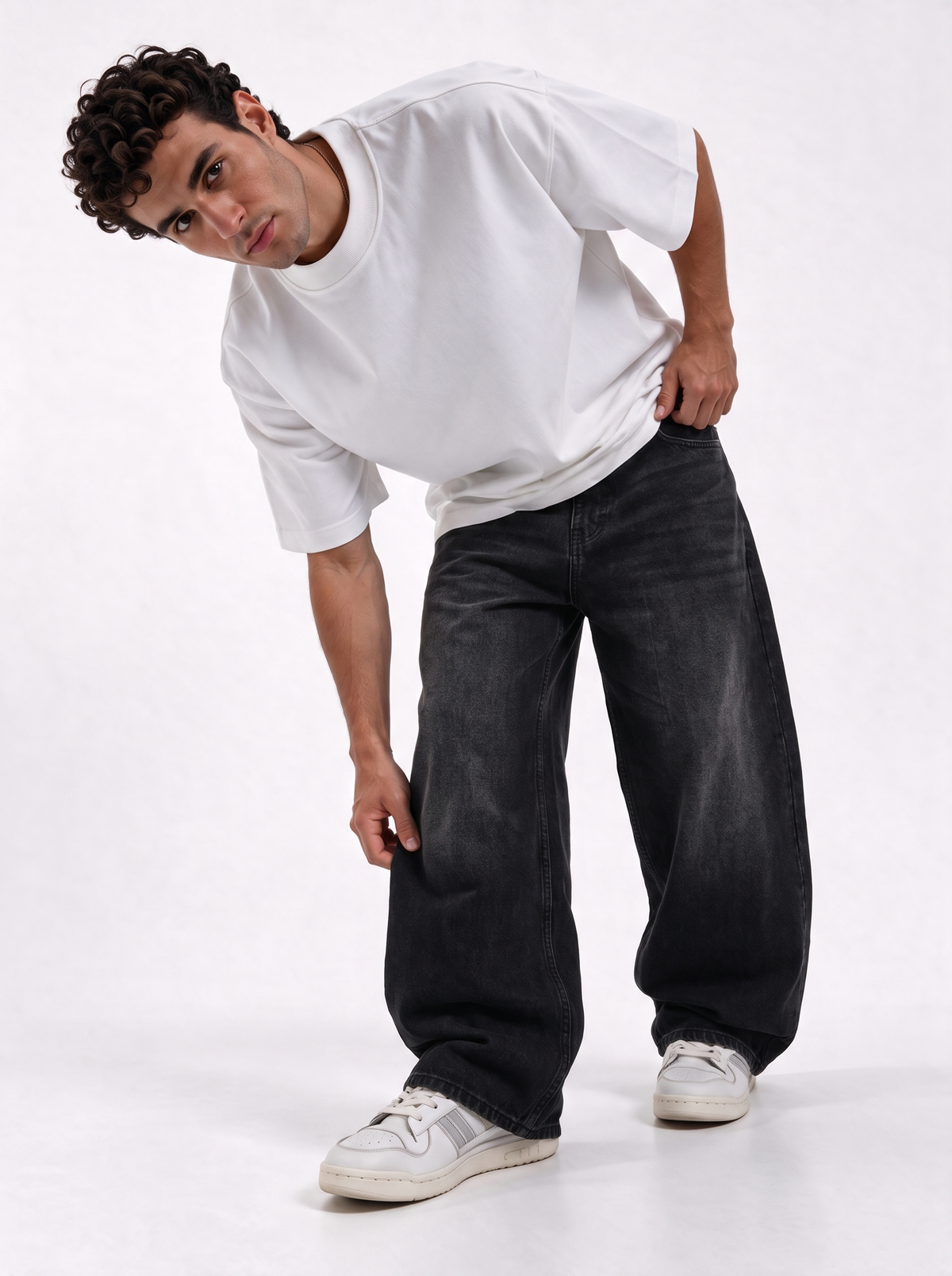 Wide Leg Jeans Denim Baggy Fit - Genz Saudi