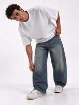 Wide Leg Jeans Denim Baggy Fit - Genz Saudi
