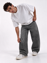 Washed Jeans Denim Wide Leg - Genz Saudi