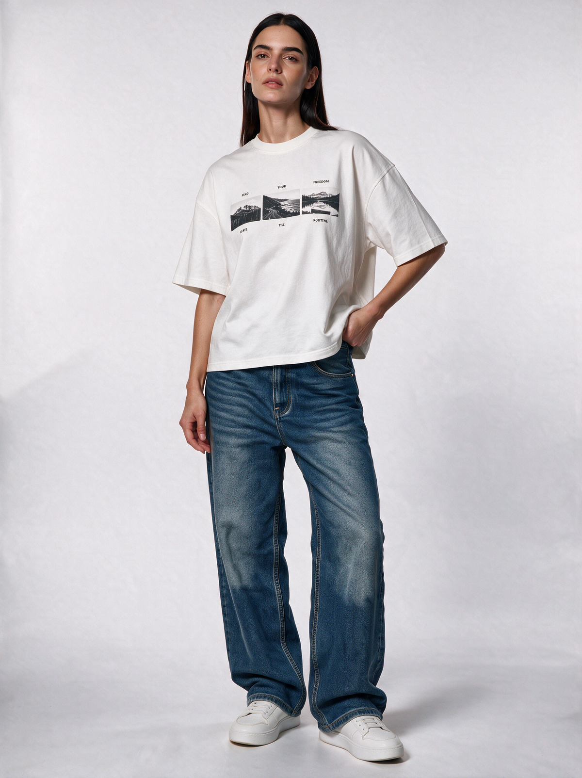 Mountain Graphic T-Shirt Blend Relaxed Fit - Genz Saudi