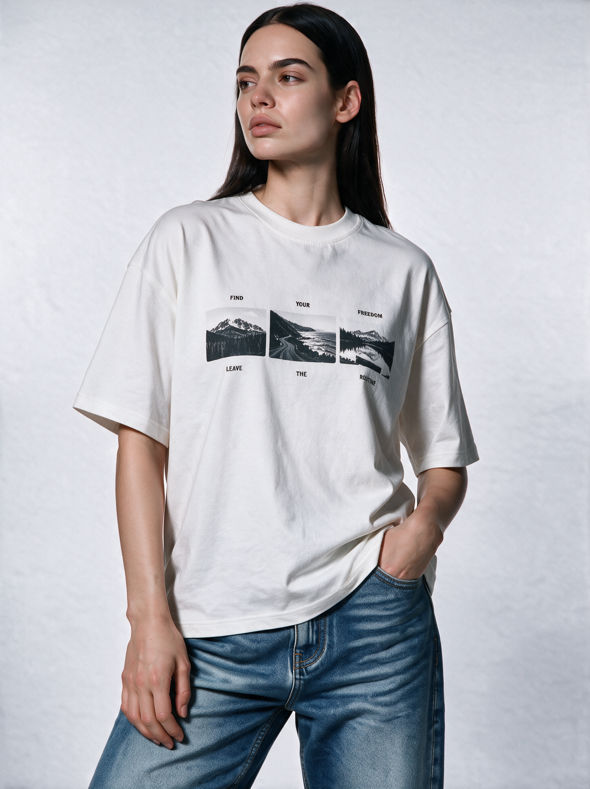 Mountain Graphic T-Shirt Blend Relaxed Fit - Genz Saudi