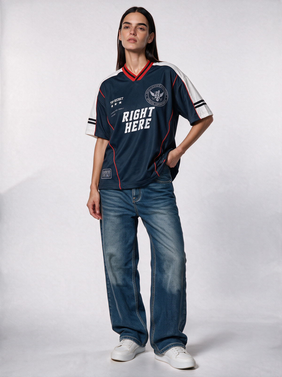 Panelled Graphic T-Shirt Knit Relaxed Fit - seven