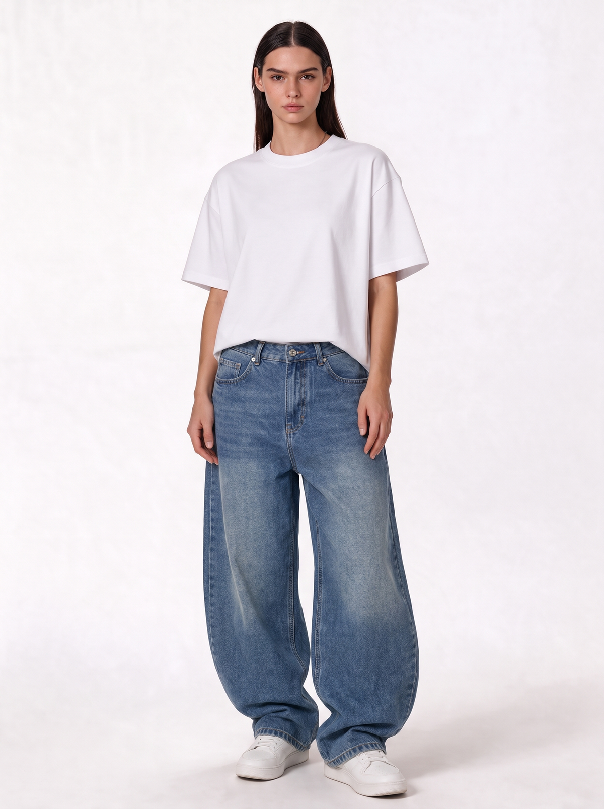 Wide Leg Jeans Denim Baggy Fit - Genz Saudi