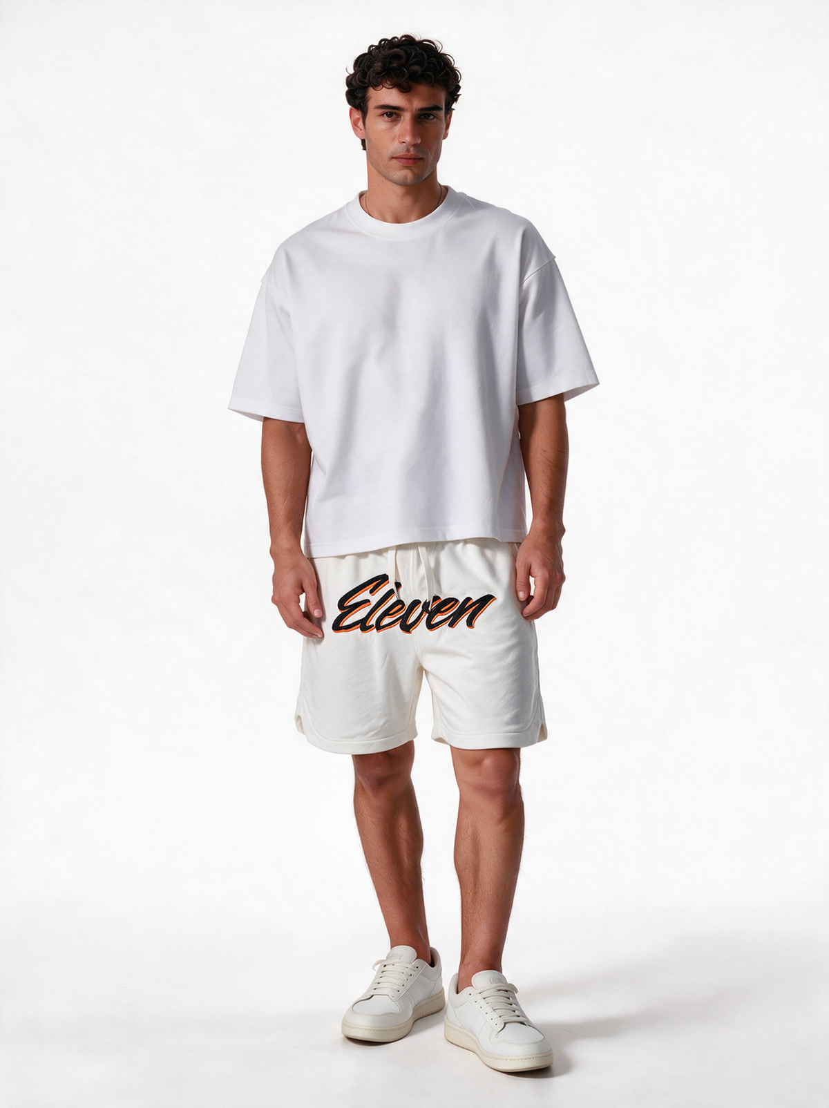 Relaxed Technical Mesh Graphic Shorts - eleven