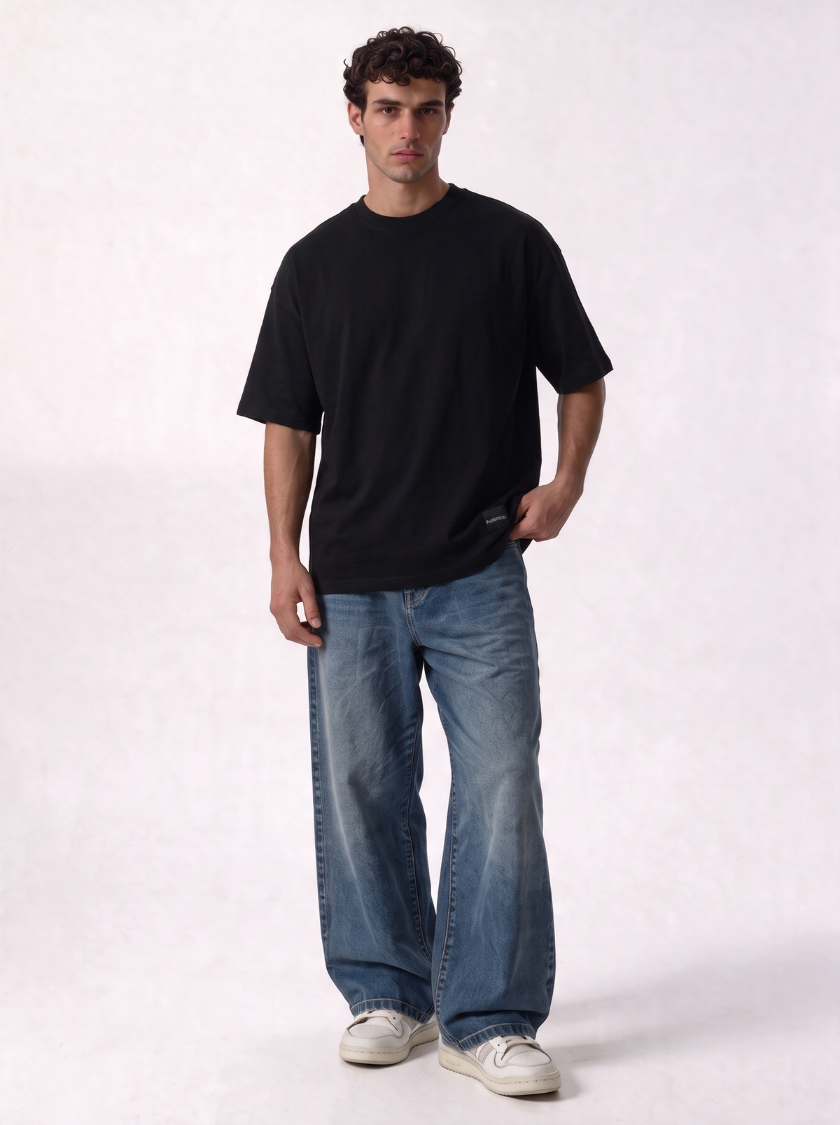 Minimal Crew Neck T-Shirt Knit Relaxed Fit - Autentico