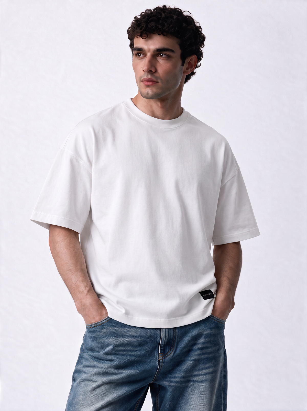 Minimal Crew Neck T-Shirt Knit Relaxed Fit - Autentico