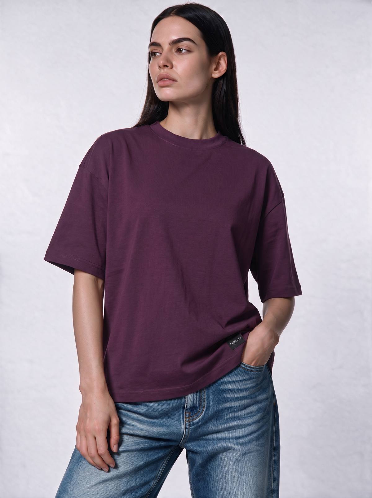 Minimal Crew Neck T-Shirt Knit Relaxed Fit - Autentico
