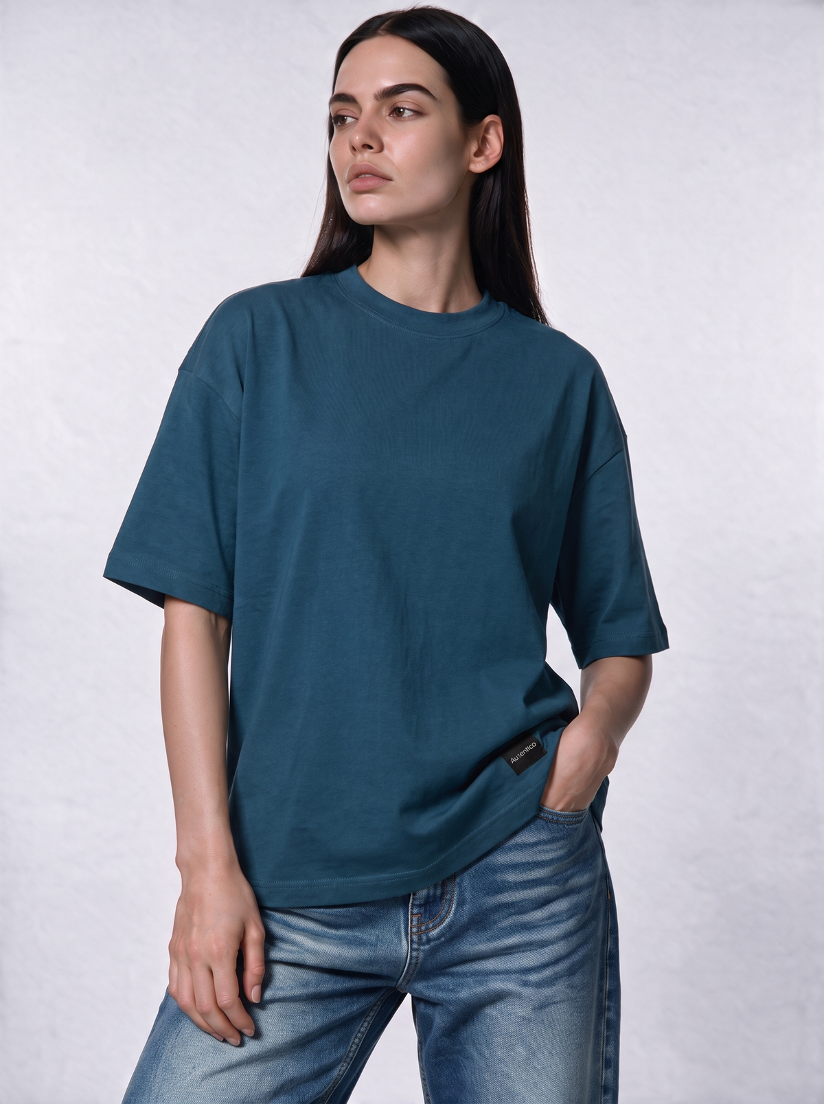 Minimal Crew Neck T-Shirt Knit Relaxed Fit - Autentico