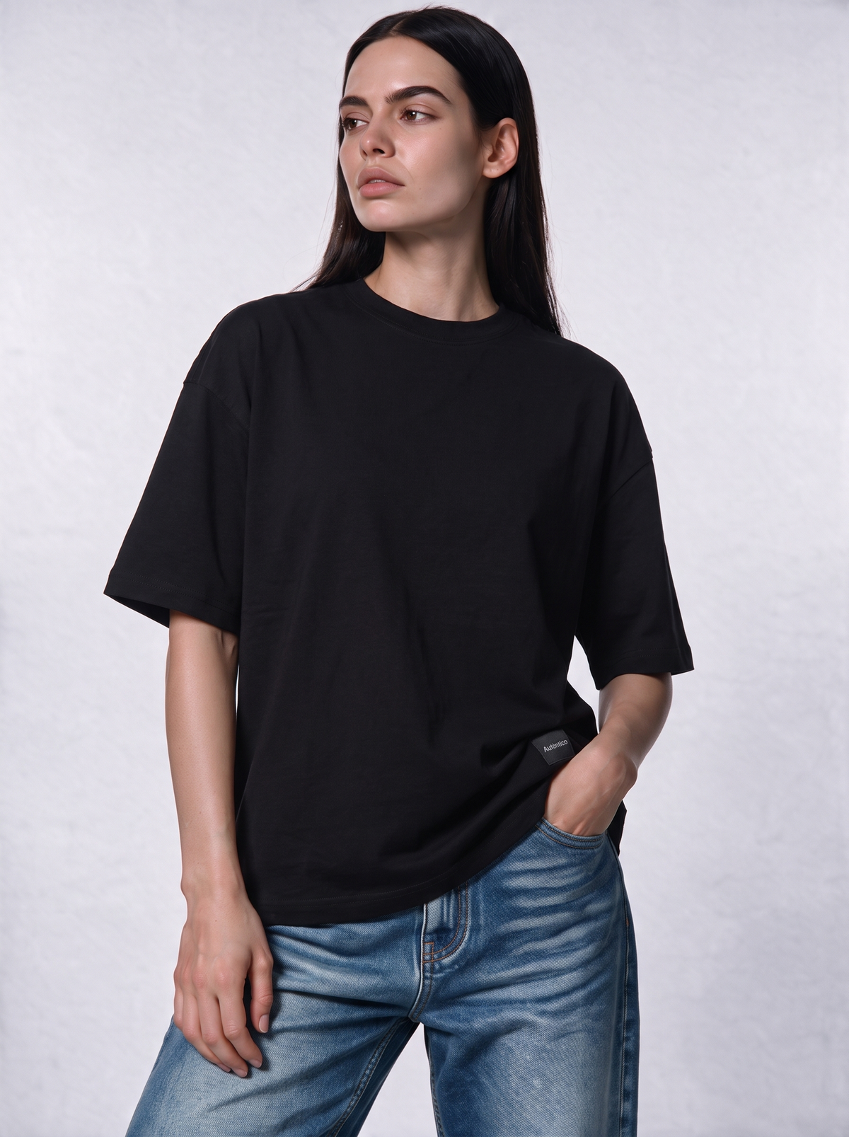 Minimal Crew Neck T-Shirt Knit Relaxed Fit - Autentico