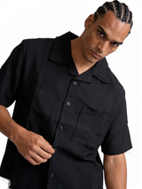 Boxy Raw-Hem Linen-Blend Short Sleeve Shirt - jeddah