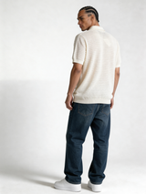 Boxy Crochet Knit Mesh Polo - void