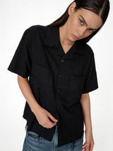 Boxy Raw-Hem Linen-Blend Short Sleeve Shirt - jeddah