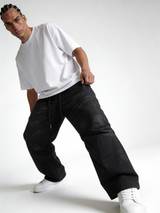 Relaxed Wide-Leg Acid-Washed Cotton Canvas Trousers - unbranded