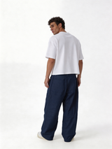 Relaxed Wide-Leg Pleated Cotton Trousers - unbranded