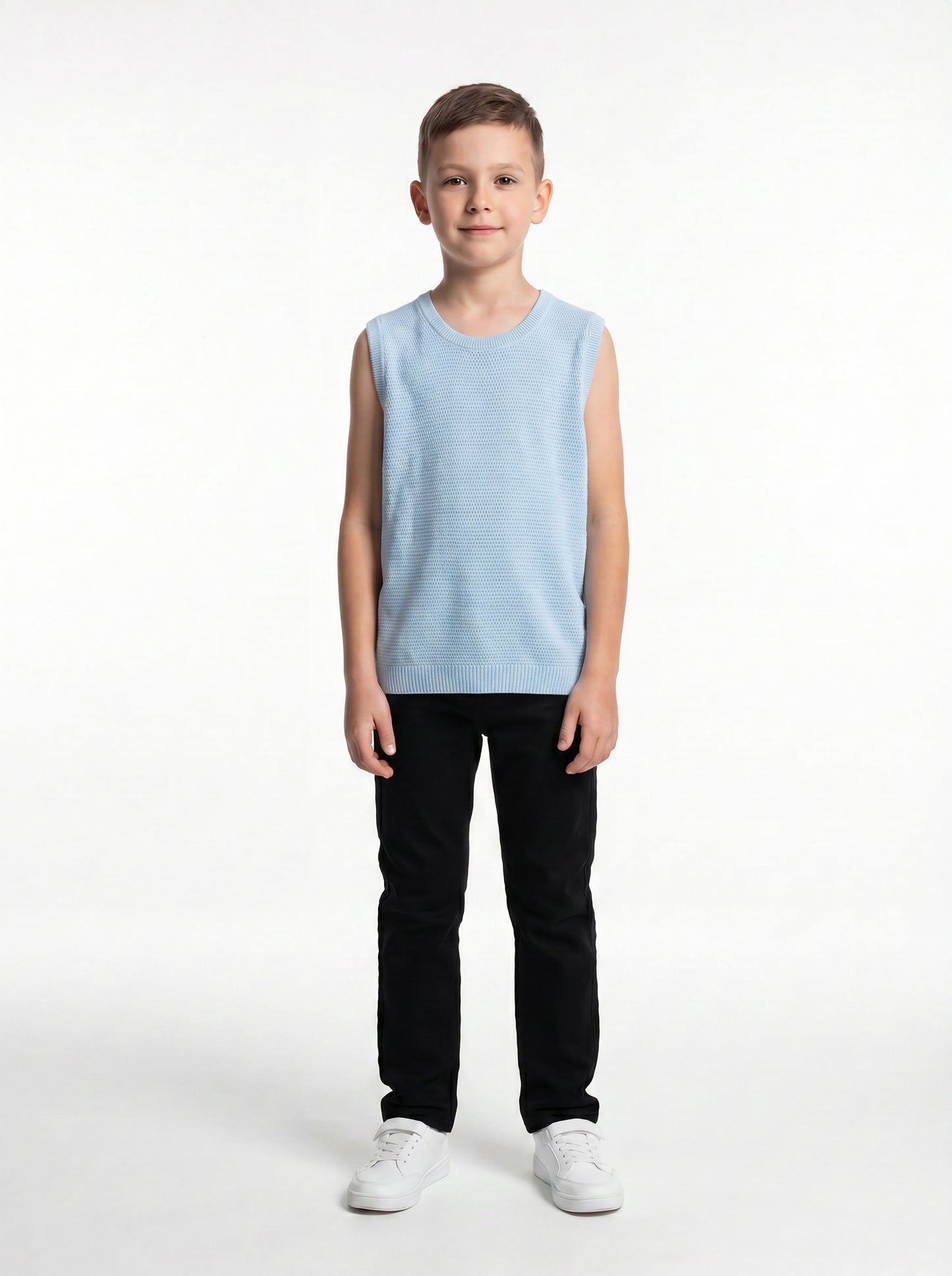 Ribbed Trim Sweater Vest Knit Regular Fit - seven kids
