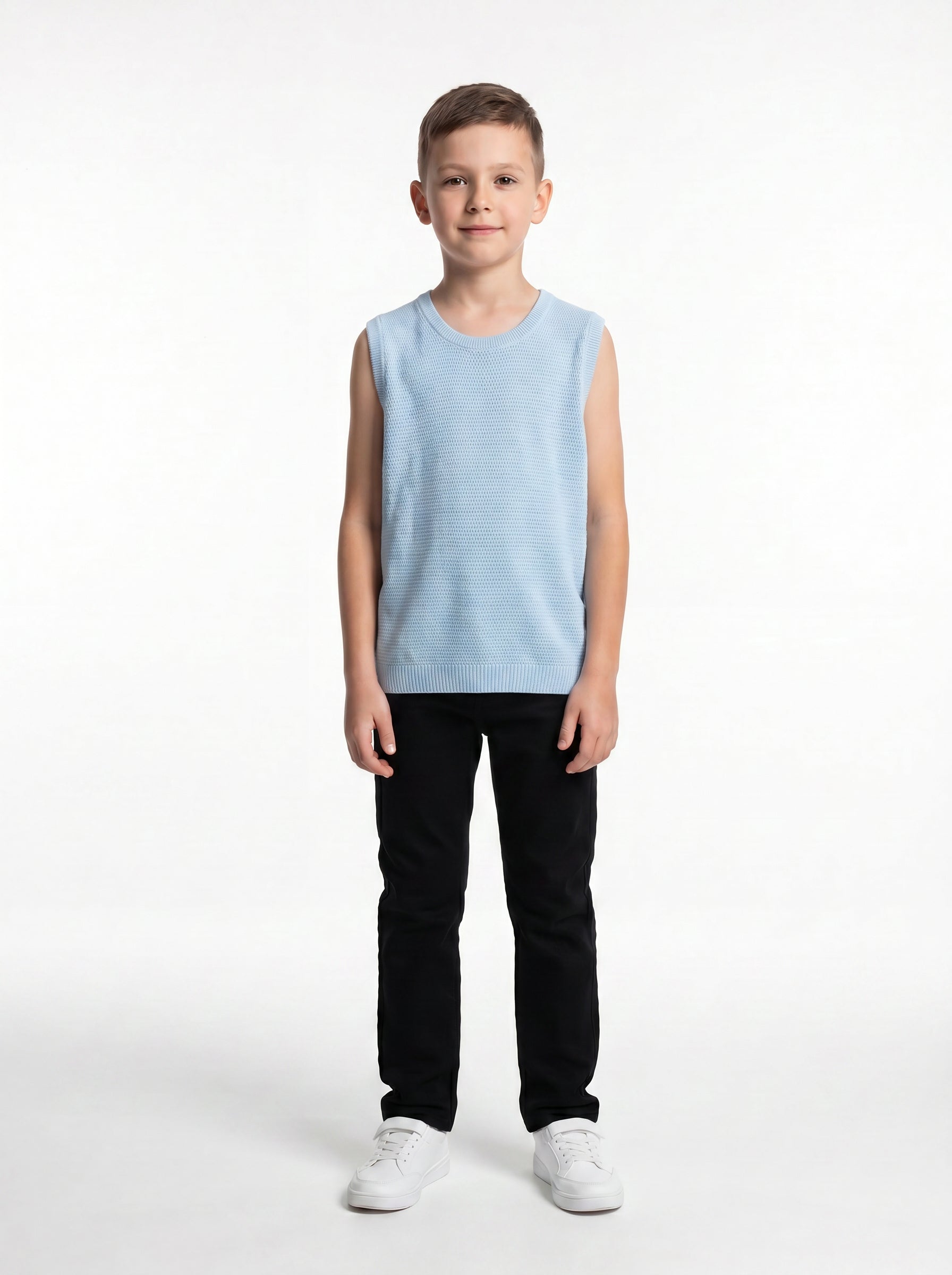 Ribbed Trim Sweater Vest Knit Regular Fit - seven kids