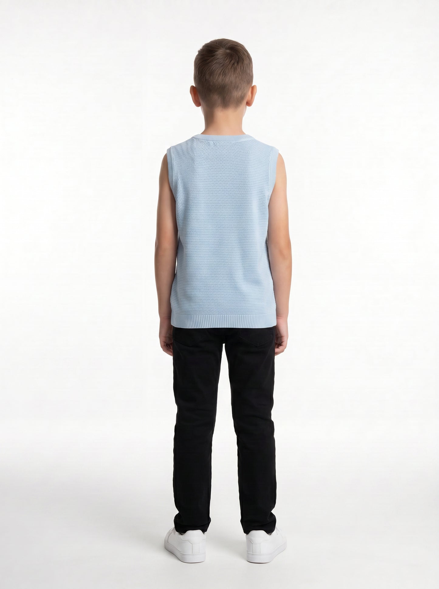 Ribbed Trim Sweater Vest Knit Regular Fit - seven kids