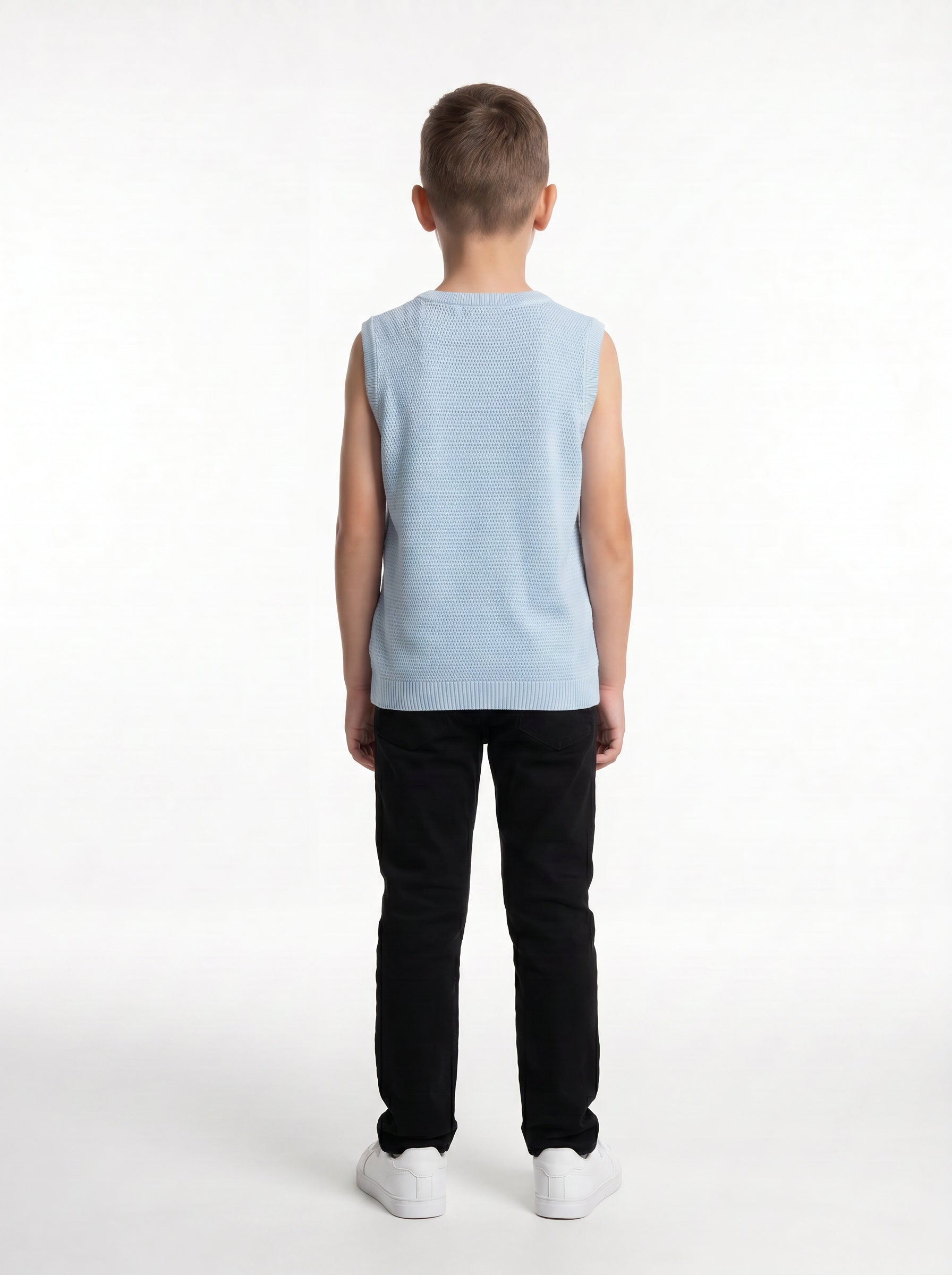 Ribbed Trim Sweater Vest Knit Regular Fit - seven kids