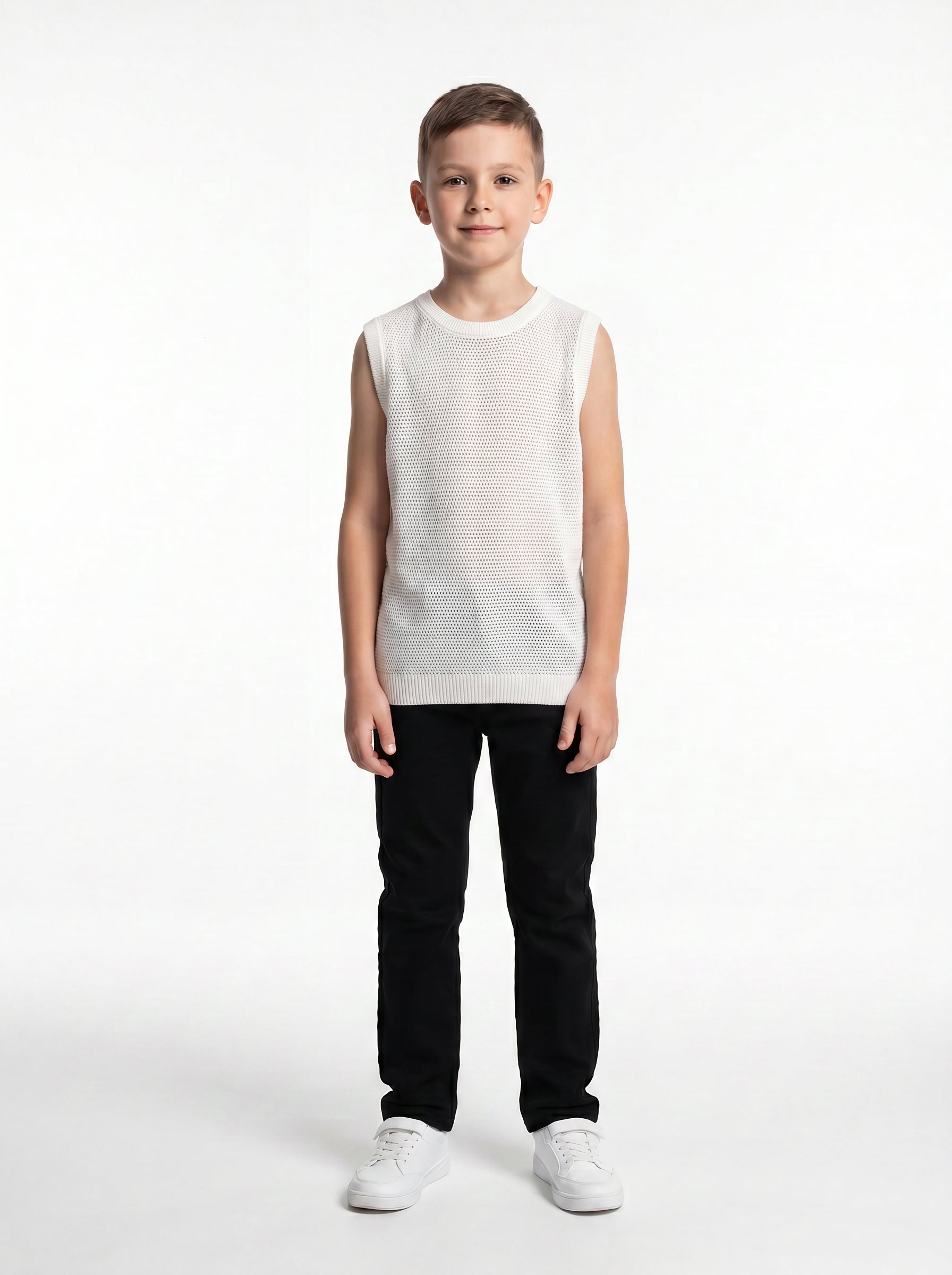 Ribbed Trim Sweater Vest Knit Regular Fit - seven kids