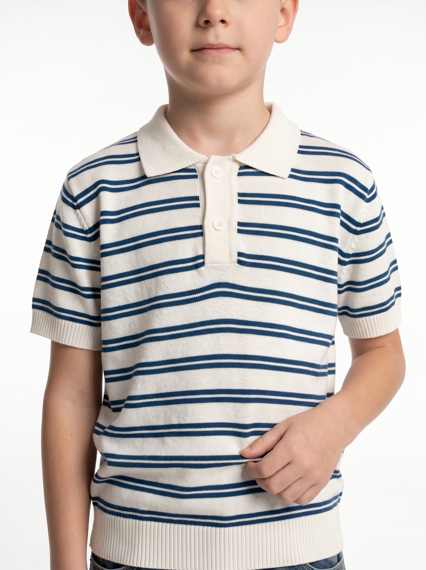 Ribbed Trim Polo Shirt Knit Regular Fit - seven kids