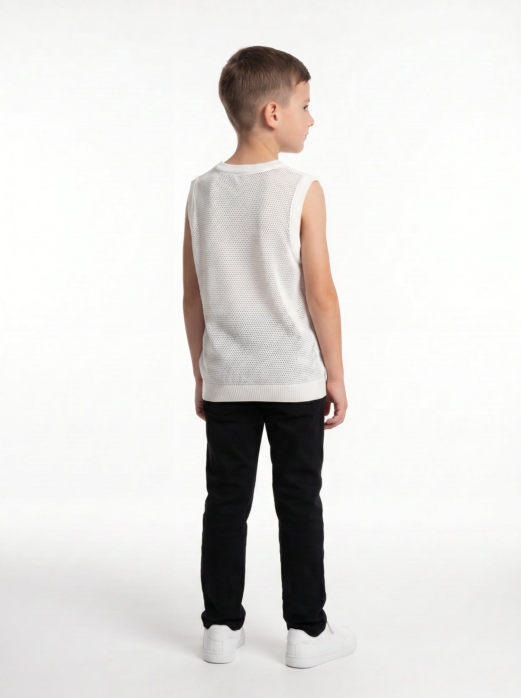 Ribbed Trim Sweater Vest Knit Regular Fit - seven kids