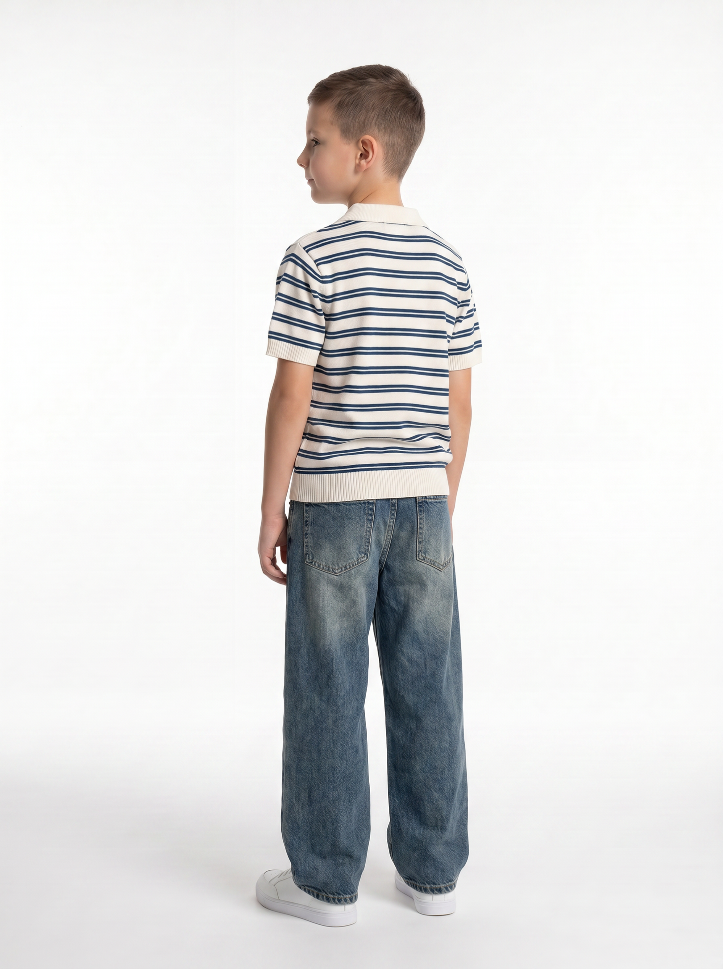 Ribbed Trim Polo Shirt Knit Regular Fit - seven kids