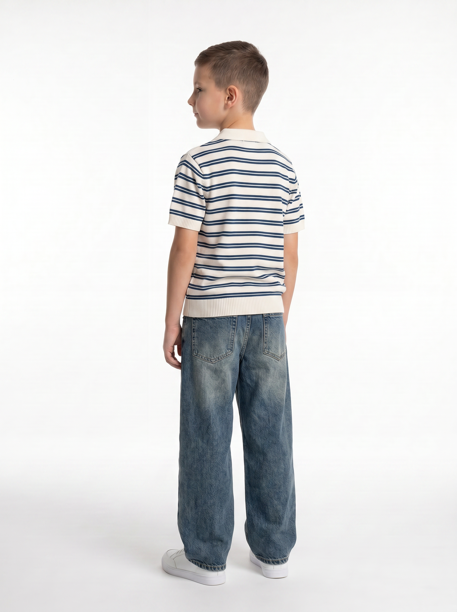 Ribbed Trim Polo Shirt Knit Regular Fit - seven kids