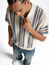 Boxy Crochet Knit Striped Crewneck - void