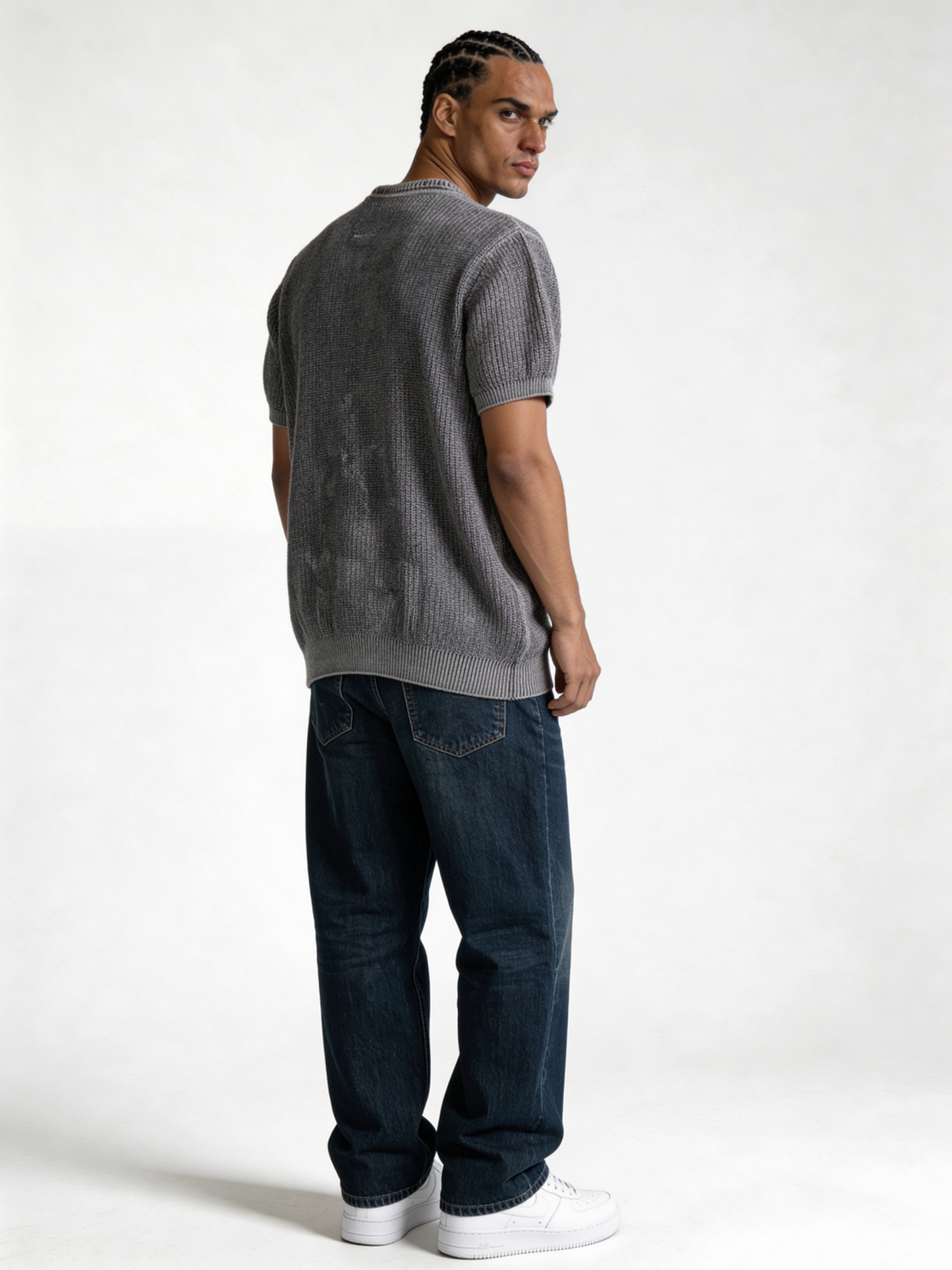 Boxy Heavyweight Textured Knit Crewneck - void